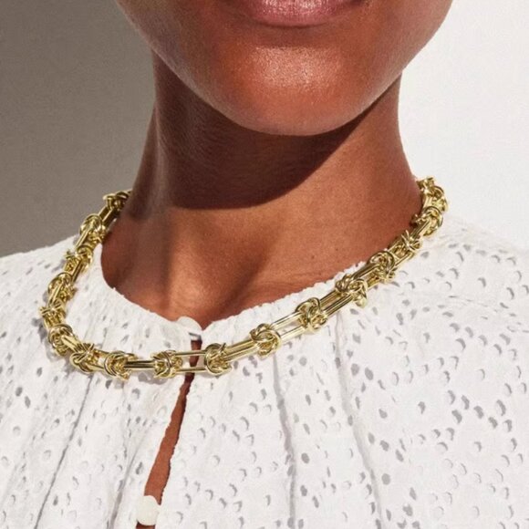 NWT COS Knotted T-Bar Chain Necklace Gold - Picture 2 of 6